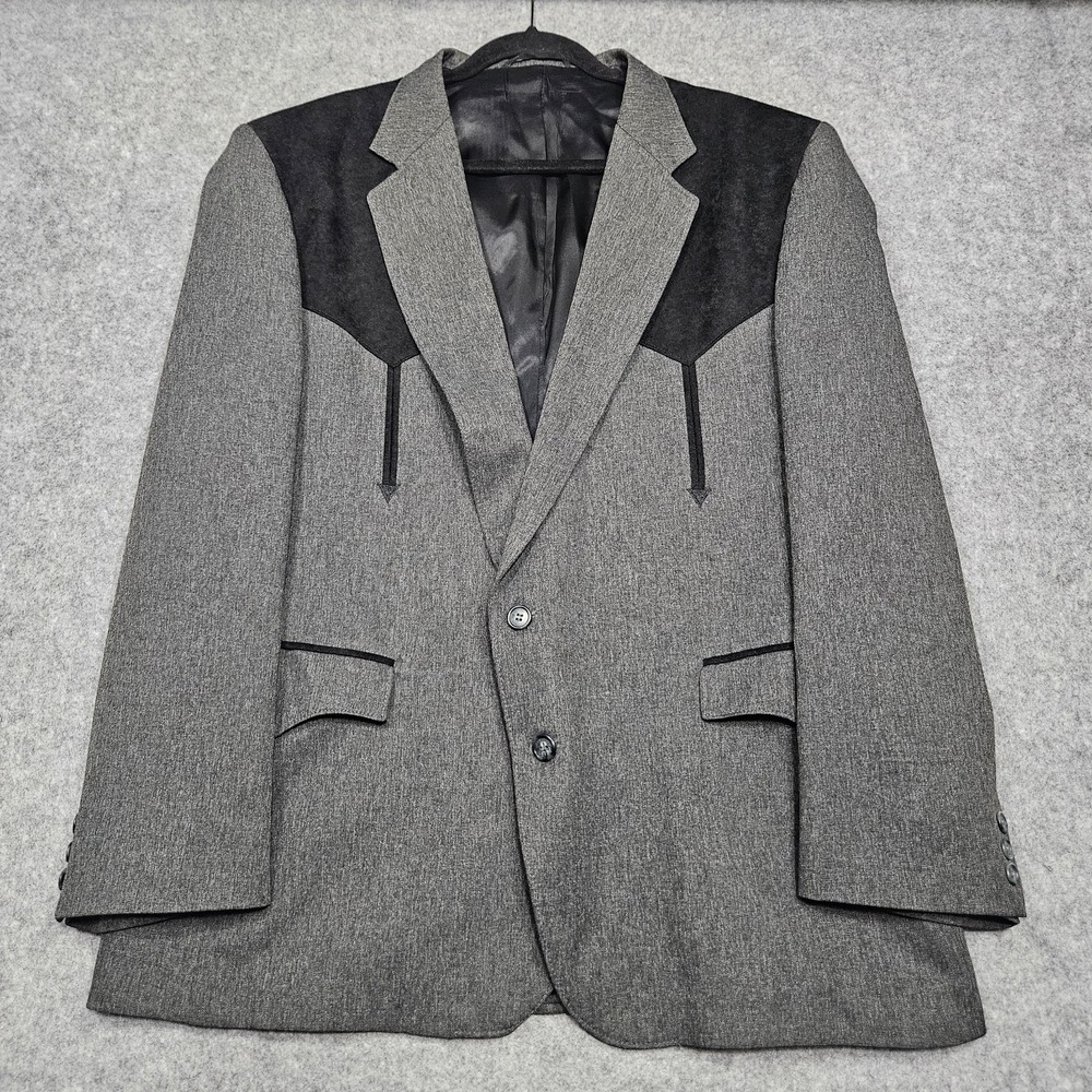 Circle S Boise Arrow Western Yoke Sport Coat Heather Charcoal Cowboy Men 48R
